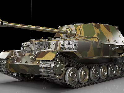 Detailed 3D Military Tank Model With Camouflage Paint Tracks And Cannon 3d model