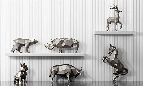 Nordic Sculpture Ornaments Animal Horse Rhino Deer Bulldog 3d model