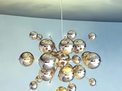 Modern Special Shaped Pendant Light Featuring Multiple Metal Spherical Cluster Design For Interior 3d model