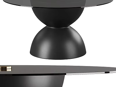 Modern Black Dining Table With Glass Top And Double Sphere Metal Base 3d model