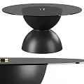 Modern Black Dining Table With Glass Top And Double Sphere Metal Base