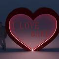 Illuminated Large Red Heart Display With I LOVE BAKU Text And Silhouette Figure
