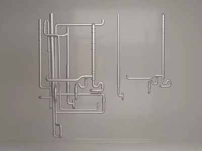 Industrial Metal Pipe Structure With Various Connected Joints And Layout Design 3d model