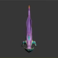 Fantasy Game Movie Character With Turquoise Head Frills Purple Body And Yellow Green Stripes
