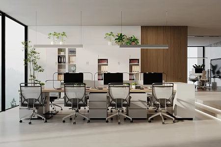 Industrial Style Office Public Office Area Open Office Area Office Desk and Chair Combination Staff Office Area Office Supplies Shared Office Area 3d model