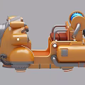 Cartoon Style Orange Amusement Play Equipment Featuring Mechanical Design Seat And Blue Components