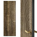 Elegant Gold Textured Decorative Panel With Concentric Patterns And Metal Handles 3d model