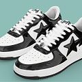 modern shoes sneaker black white 3d model