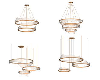 Light Luxury Chandelier Combination 3d model