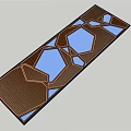 Geometric Pergola Design With Brown Wooden Frame And Blue Glass Panels