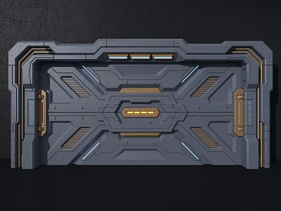 Futuristic Gray Gold Panel Design With Geometric Patterns And Illuminated Elements 3d model