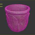 Natural Stone Flower Pot With Intricate Lotus Leaf Carvings And Textured Design