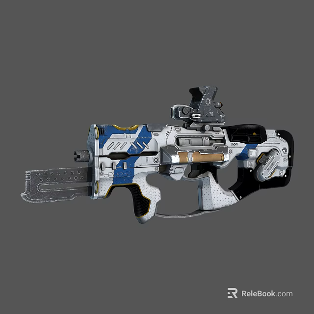 Futuristic Blue And White Weapon With Modern Design Ergonomic Grip Precision Barrel And Tactical Scope 3d model 