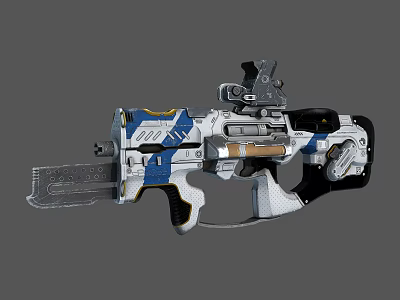 Futuristic Blue And White Weapon With Modern Design Ergonomic Grip Precision Barrel And Tactical Scope 3d model