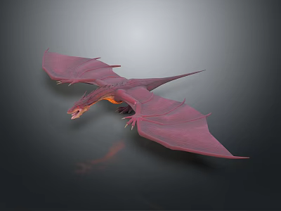 3D Rendered Mythical Fantasy Creature With Pink Purple Wings Sleek Body In Flying Pose 3d model