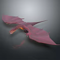 3D Rendered Mythical Fantasy Creature With Pink Purple Wings Sleek Body In Flying Pose