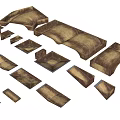 Skatepark Modules With Various Shapes Ramps Platforms Stairs And Wooden Brown Metal Components
