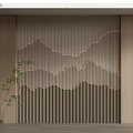 New Chinese background wall landscape grid background wall landscape wall cloud partition 3d model