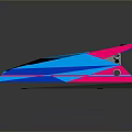 Futuristic Blue And Pink Racing Car With Geometric Patterns And Sleek Design