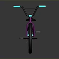 Modern Purple BMX Bicycle With Blue Glowing Wheels And Reflective Surface