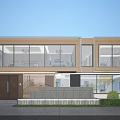 Semi Detached Villa Modern Exterior With Large Glass Windows Lighting Design And Landscaping