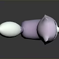 Cute Purple And White Cartoon Cat 3D Model With Purple Collar Bell On Dark Reflective Background