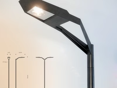 Modern Outdoor Street Light With Geometric Black Metal Design And Illuminated Top 3d model
