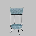 Farm House 3 Tier Round Shelf with Metal Frame and White Storage