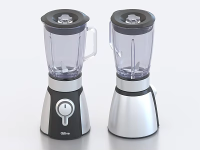 Modern Glen Kitchen Blenders In Silver Black Design With Transparent Jars 3d model