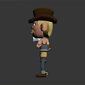 Cartoon Cowboy Character With Brown Hat Holding Revolver And Angry Expression