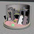 Indoor Kids Playground Equipment with Ball Pit Slide Stairs and Pink Blue Arches