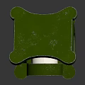 Green Mechanical Component With Double Bearings On Stable Metal Base Structure