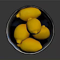 Decorative Black And White Striped Bowl With Fresh Yellow Lemons In Kitchen