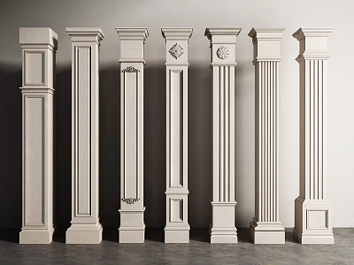 Elegant Classical Roman Columns In Various Detailed Designs For Architectural Interior 3d model