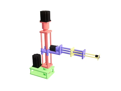 Colorful Mechanical Structure with Pink Purple Yellow Green Black Parts and Simple Design 3d model