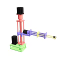 Colorful Mechanical Structure with Pink Purple Yellow Green Black Parts and Simple Design