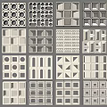 White Partition Panel Designs With Various Geometric Shapes And Perforated Patterns 3d model