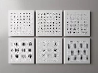 Modern Background Wall With White Perforated Panels And Different Hole Patterns 3d model