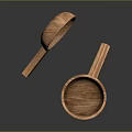 Two Wooden Kitchen Spoons With Handles And Natural Wood Grain Design