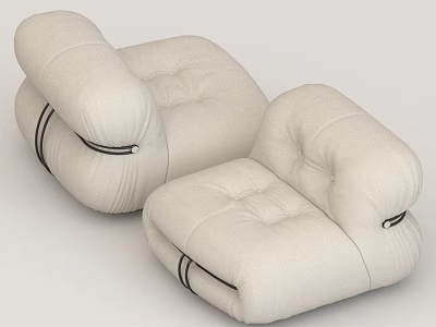 White Fabric Single Sofa With Stitched Armrests And Comfortable Design 3d model