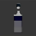 Modern Blue And White Perfume Bottle With Transparent Body And Black Square Cap