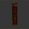 Vintage Dark Red Wooden Bookcase With Glass Doors And Bottom Drawers