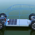 Electric Vehicle Wireframe Model Showing Chassis Structure And Battery Components