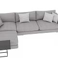 Light Gray L shaped Casual Sofa Set With Soft Cushions And Small Side Table 3d model