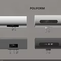 Poliform Wall Mounted Water Heaters With White And Gray Designs And Digital Displays