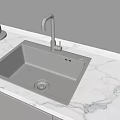 Stainless Steel Single Bowl Kitchen Sink With Modern Faucet On Marble Countertop
