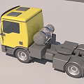 Yellow FUSO Cab Truck With Gray Wheels And Fuel Tank 3D Model Design