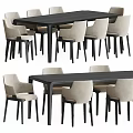 Modern Sleek Dining Table Set With Black Table And Beige Chairs For Home 3d model