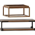 Modern Wooden Coffee Tables With Rectangular Top Wooden Frame And Lower Shelf 3d model