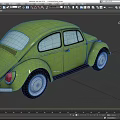 Vintage Green Beetle Car With Rounded Body Design And Shiny Silver Wheels 3d model